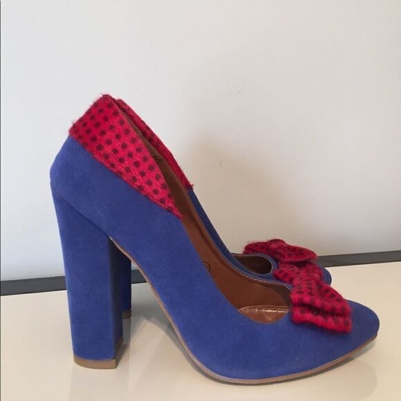 C. Label 6 Kristy blue and red polka dot pump - Picture 2 of 8